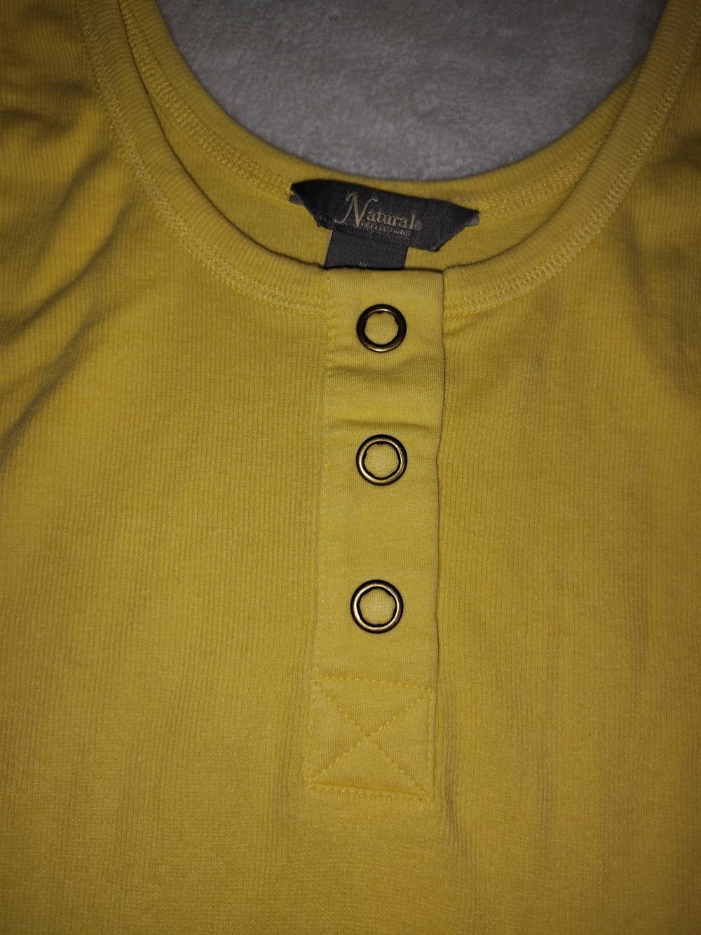 Natural Reflections Yellow Ribbed Tank with Button Placket - Picture 2 of 4